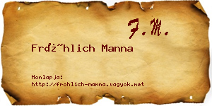 Fröhlich Manna névjegykártya